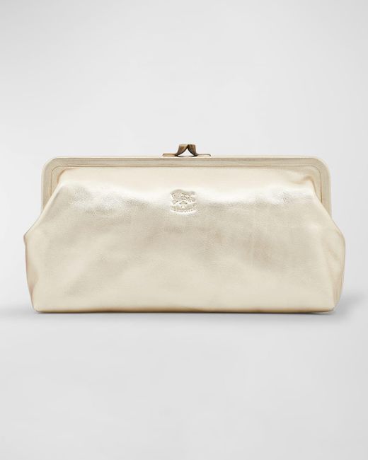 Il Bisonte Natural Classic Metallic Leather Clutch Bag