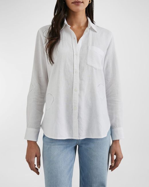 Rails White Charli Seashell Cutout Button-Front Shirt