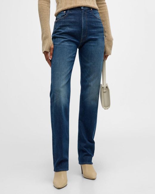 Mother Blue The High Waisted Rider Shift Sneak Jeans