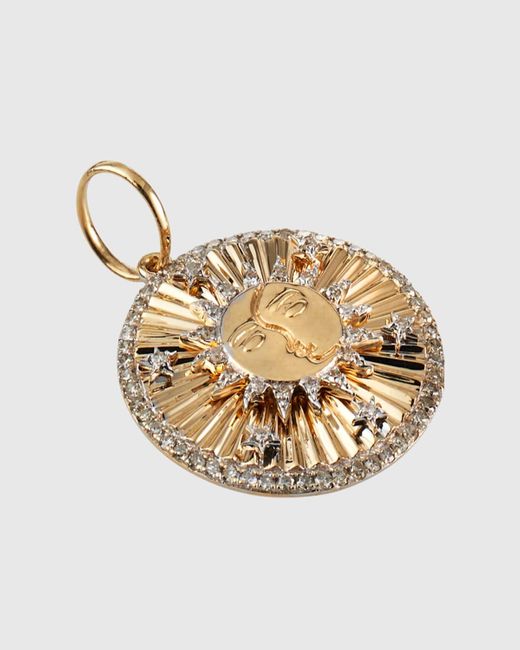 Kastel Jewelry Metallic Textured Celestial Diamond Kiss Pendant