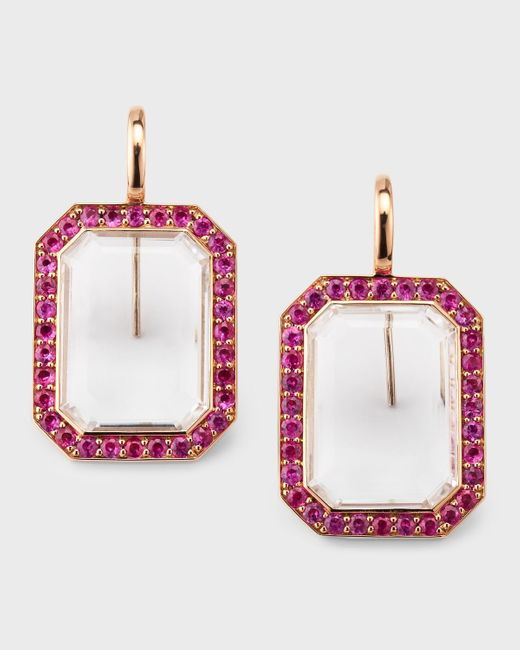 Walters Faith Multicolor 18k Pink Sapphire And Rock Crystal Drop Earrings