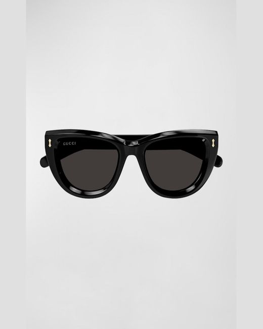 Gucci Black Logo Acetate Cat-eye Sunglasses