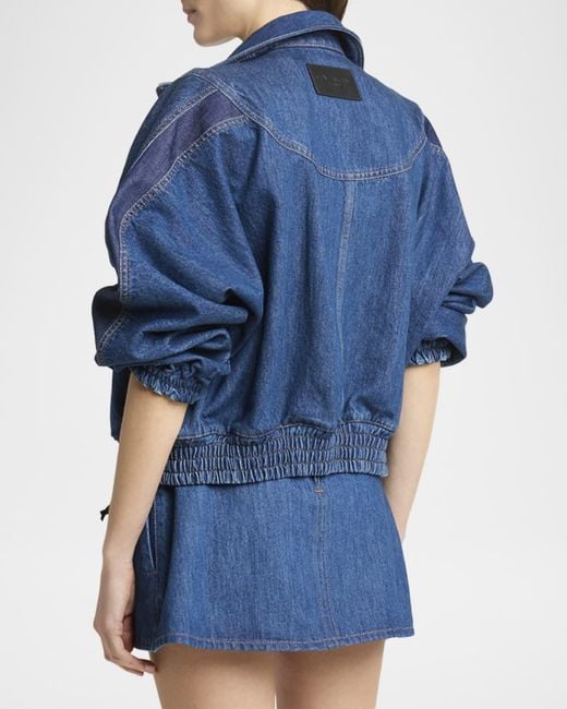 Givenchy Blue Paneled Denim Bomber Jacket