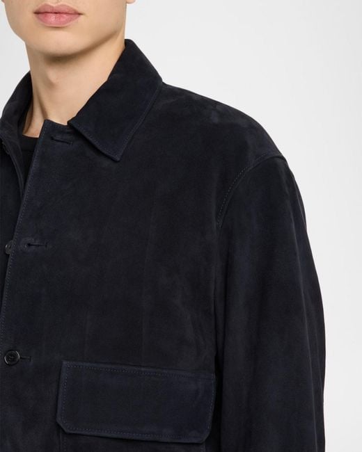 FRAME Blue Apos;S Suede Button-Front Blouson for men