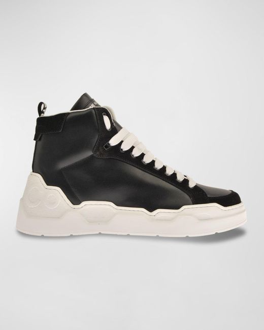 CoSTUME NATIONAL Black Leather High-Top Sneakers for men