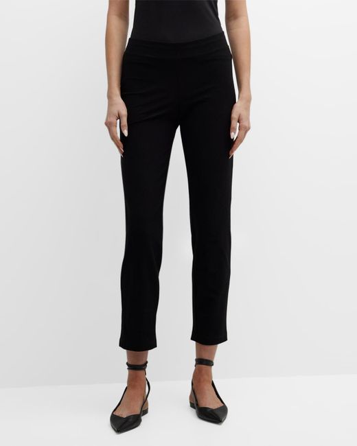 Eileen Fisher Black Washable Stretch Crepe Slim Ankle Pants