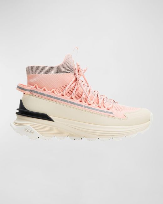 Moncler Pink Monte Runner Sock-Style High-Top Knit Sneakers