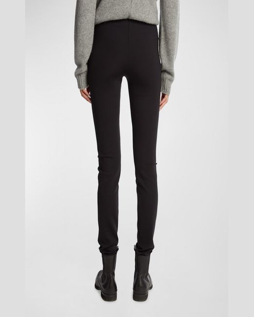 The Row Black Woolworth Mid-Rise Ankle Leggings