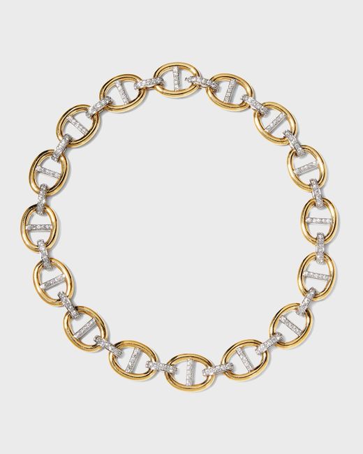 Leo Pizzo Metallic Yellow Gold And White Gold Diamond Chain Necklace