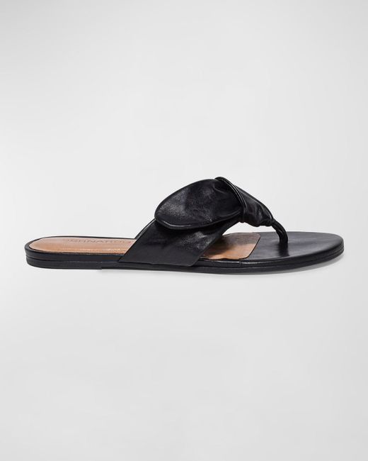 Bernardo Brown Calfskin Thong Slide Sandals