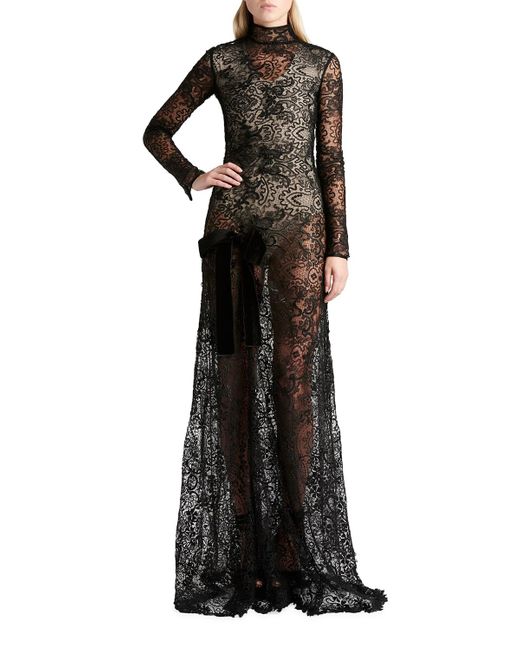 Tom Ford Black Long-sleeve Lace Gown