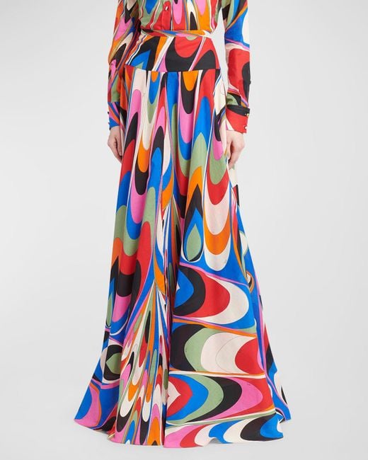 Emilio Pucci Blue Abstract-Print Ball Skirt