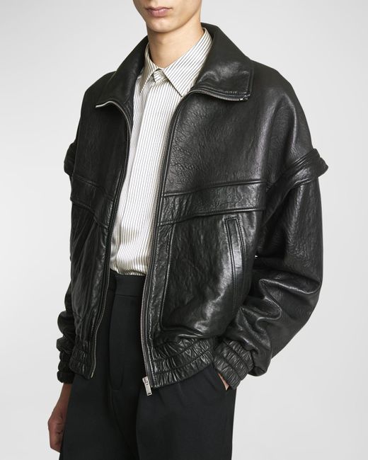 Saint Laurent Black 80S Leather Bomber Jacket for men