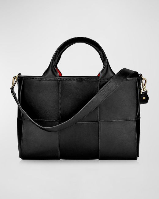 Gigi New York Black Sylvie Woven Leather Satchel Bag
