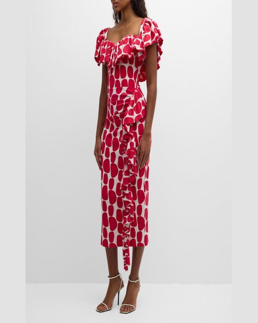 La Petite Robe Di Chiara Boni Red Giraffea Midi Dress