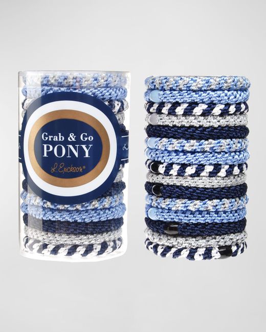 L. Erickson Blue Grab & Go Pony Tube, Set Of 15