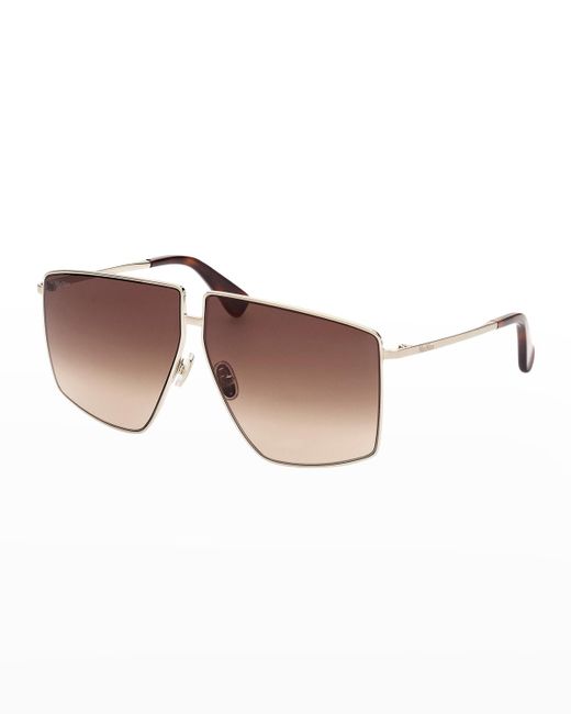 Max Mara Brown Lee Mirrored Square Metal Sunglasses