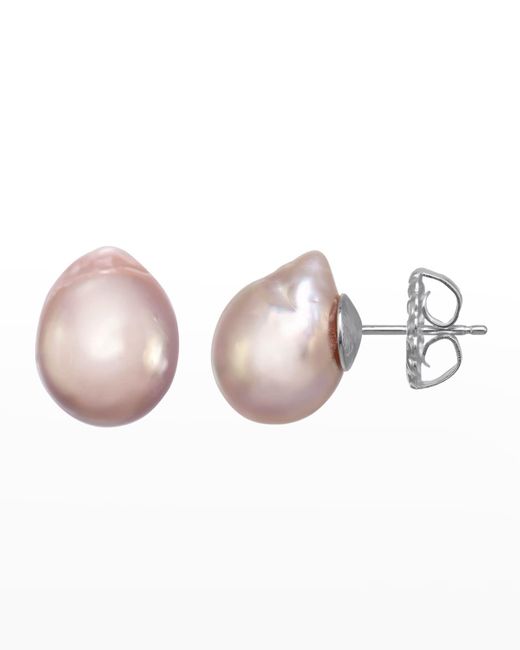 Margo Morrison Pink Small Baroque Pearl Earrings On Sterling Posts