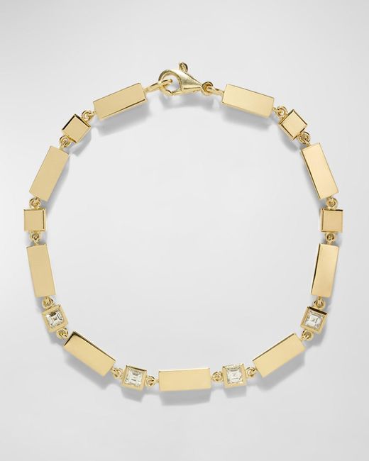 Azlee Metallic 18k Yellow Gold Bar And Carre Diamond Bracelet
