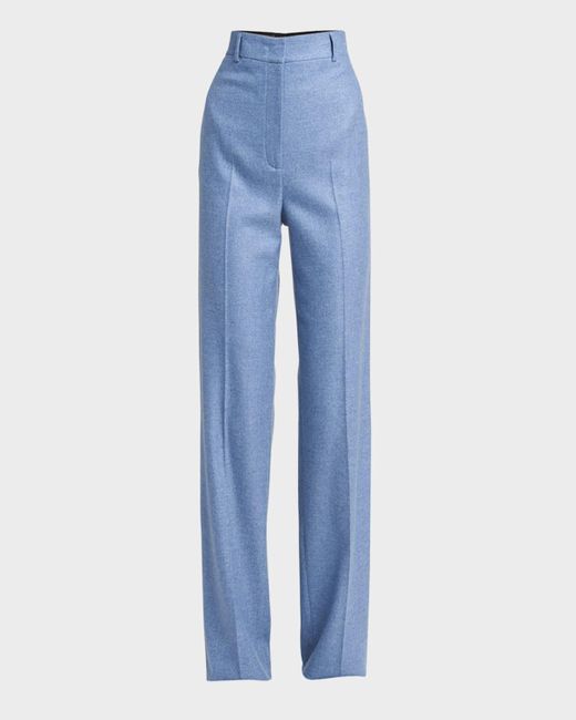 Loro Piana Blue Goldie Cashmere Flannel Straight-leg Pants