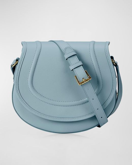 Gigi New York Blue Jenni Saddle Leather Crossbody Bag