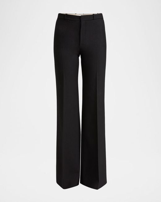 Chloé Black Flared Crepe Wool Trousers