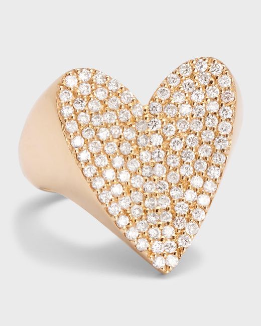 Sheryl Lowe White 14k Yellow Gold Folded Heart Diamond Ring, Size 7