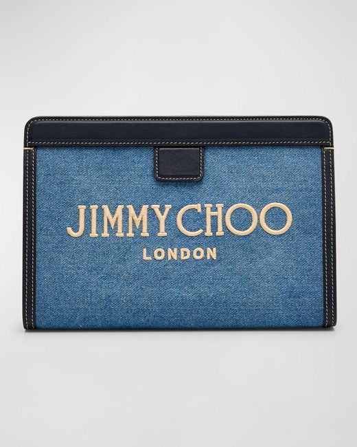 Jimmy Choo Blue Avenue Pouch Clutch Bag