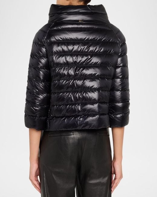Herno Black Sofia Ultra-Lightweight Down Bolero Jacket