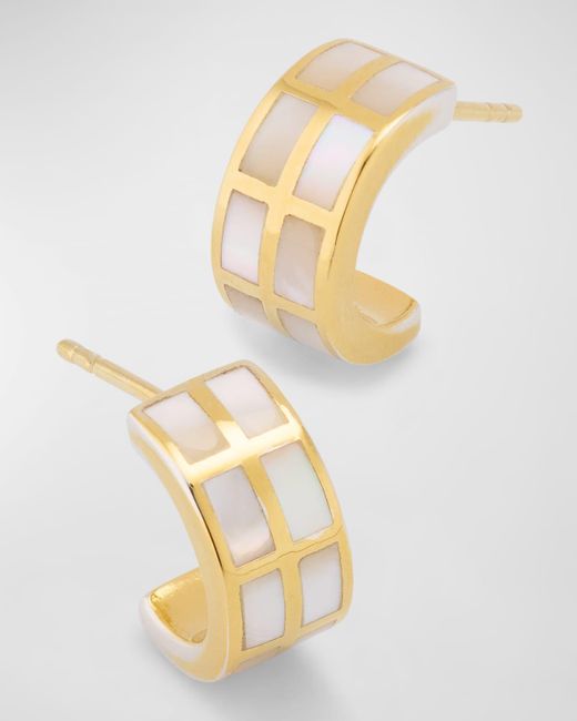Jan Leslie Metallic Dash Rectangle Gemstone Huggie Earrings