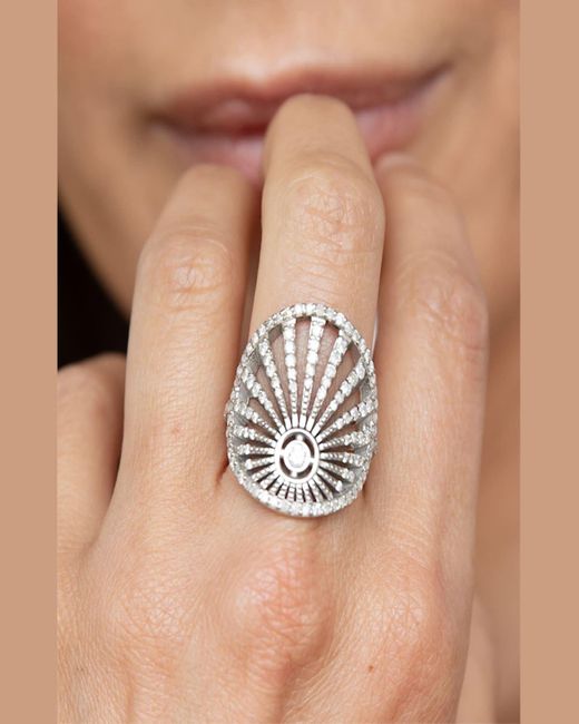 Sheryl Lowe White Sunset Saddle Diamond Pave Ring