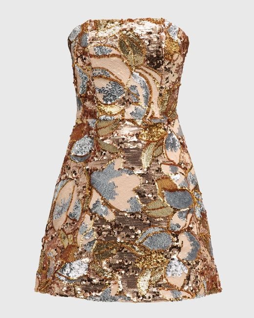HELSI Linda Strapless Floral Sequin A-Line Mini Dress in Natural | Lyst HELSI Linda Strapless Floral Sequin A-Line Mini Dress in Natural | Lyst