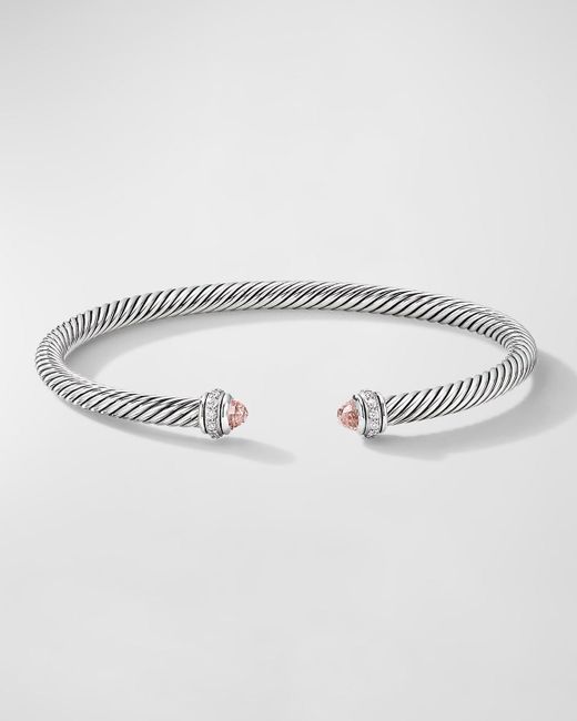 David Yurman Gray Cable Bracelet With Gemstone And Diamonds In Silver, 4mm