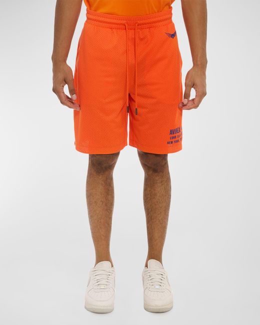 Avirex Orange Aviator Mesh Shorts for men