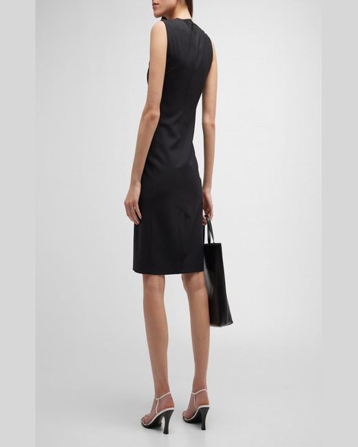 Theory Black Eano Sleeveless Traceable Wool Suiting Dress