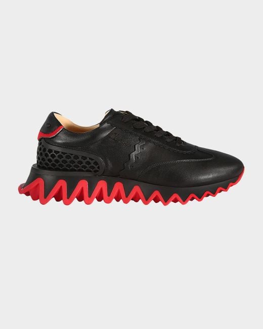 Christian Louboutin Red Loubishark Flat Leather-Sole Runner Sneakers for men