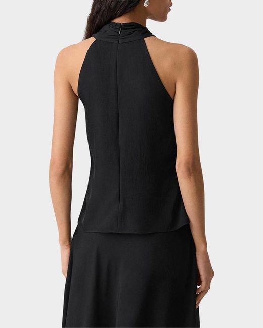 Theory Black Halter Solid Sleeveless Top