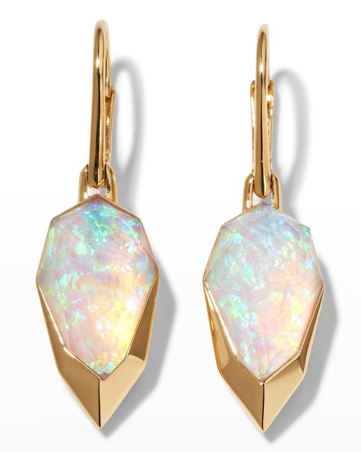 Stephen Webster Metallic Yellow Gold Diced Pear Earrings With Opalescent Clear Quartz