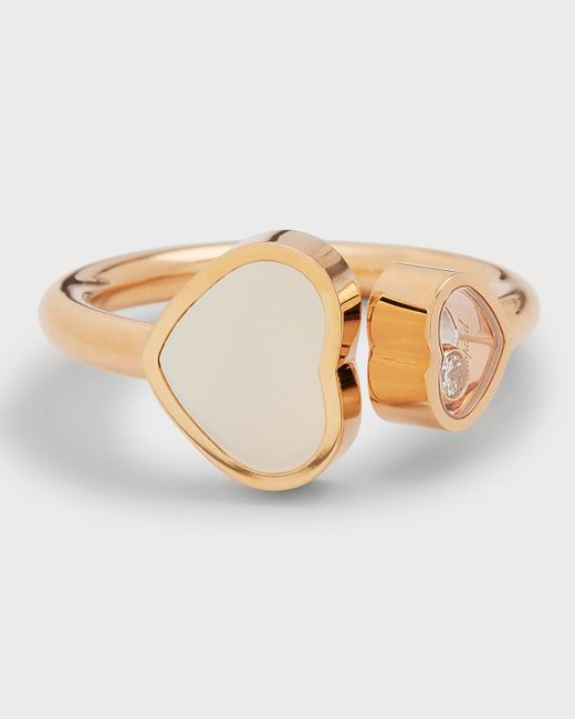 Chopard White Happy Hearts 18k Rose Gold Mother-of-pearl & Diamond Ring