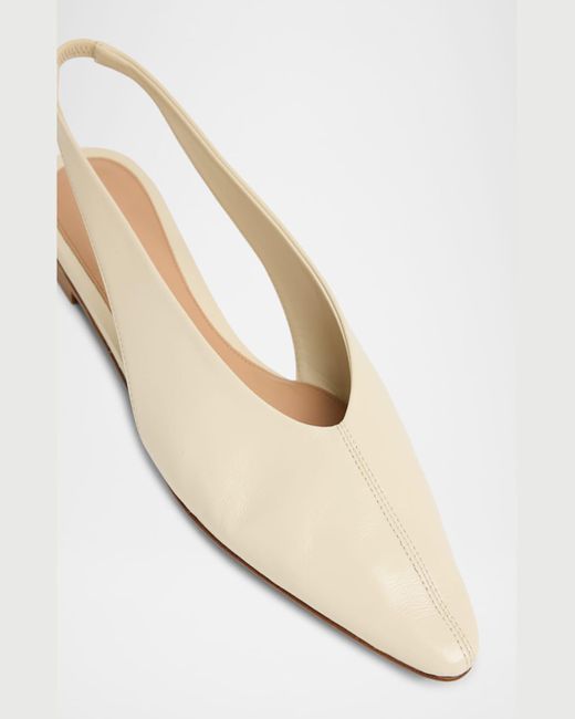 Bottega Veneta Natural Slingback Pointed Leather Ballet Flats