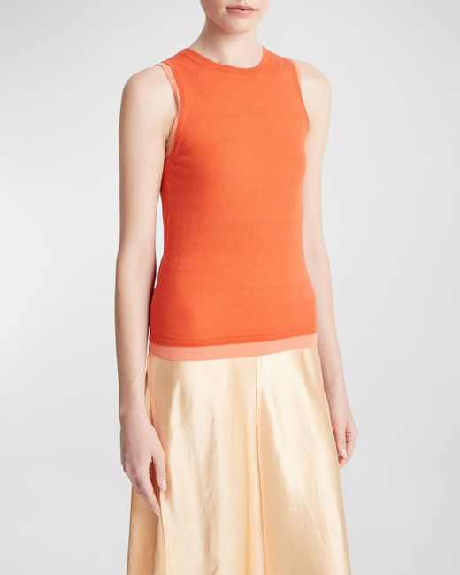 Vince Orange Double-Layer Shell Top