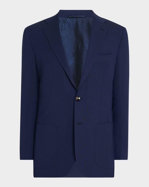 Kiton Blue Apos;S Solid Wool Blazer for men