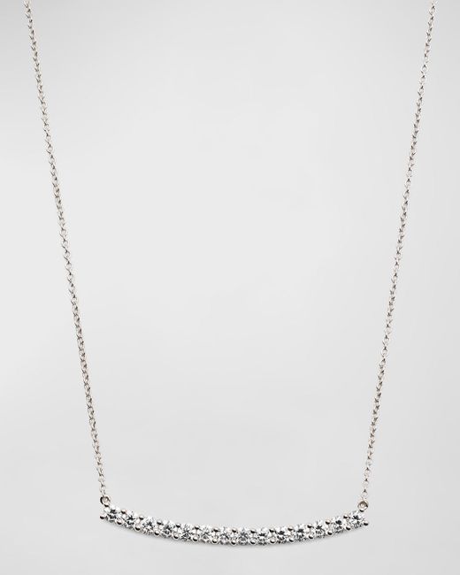 Memoire 18k White Gold Large Diamond Bar Pendant Necklace