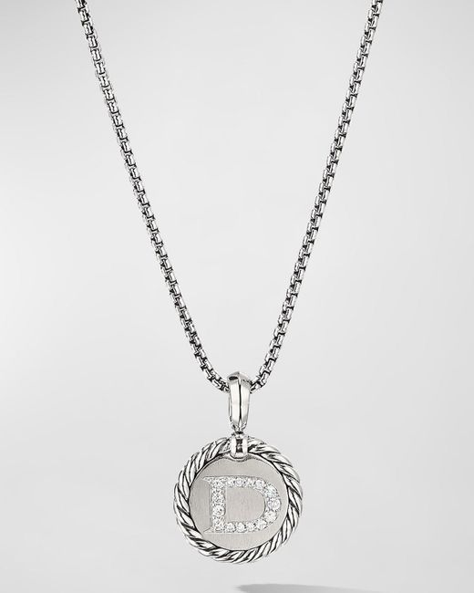 David Yurman White Cable Collectibles Initial Pendant With Diamonds