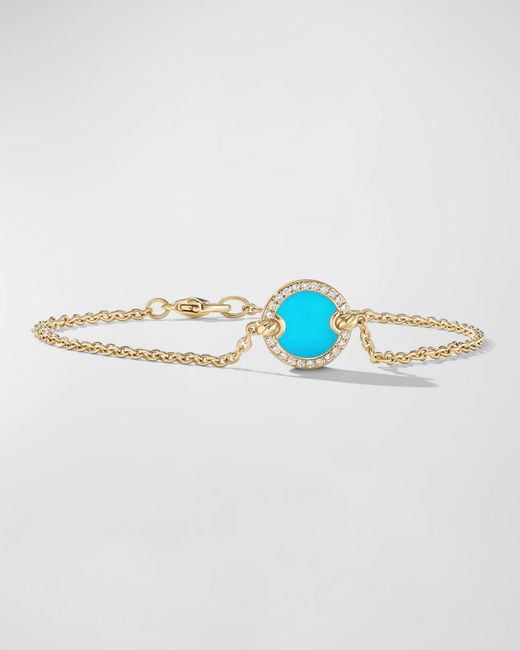 David Yurman Blue Dy Elements Chain Bracelet With Gemstone And Diamonds In 18k Gold, 11mm