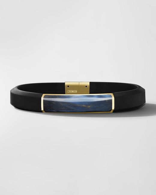 David Yurman Black Streamline Id Rubber Bracelet With 18k Gold, 10mm for men