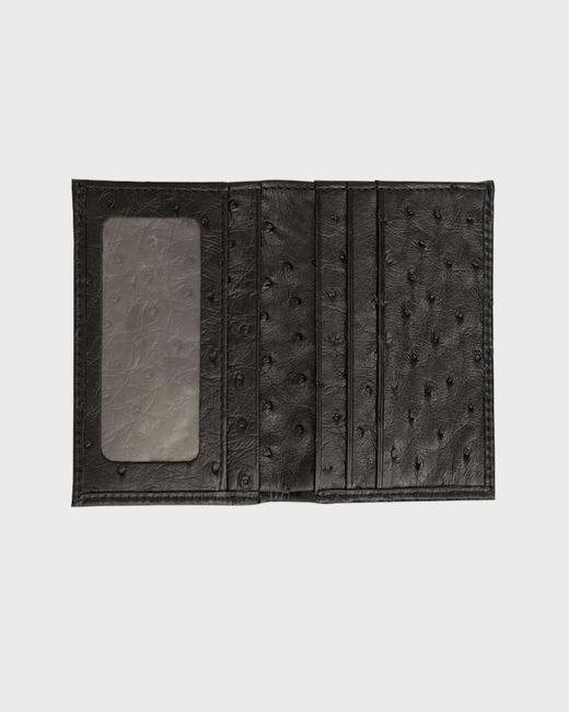 Abas Black Ostrich Leather Bifold Wallet W/ Id Window for men