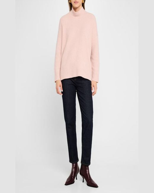 Eileen Fisher Turtleneck Cashmere Silk Sweater in Pink Lyst