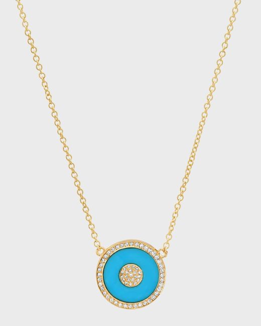 Jennifer Meyer Blue 18k Gold Inlay Diamond Evil Eye Pendant Necklace