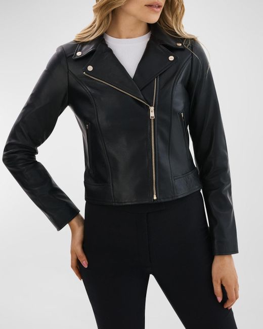 Lamarque Black Kelsey Leather Biker Jacket